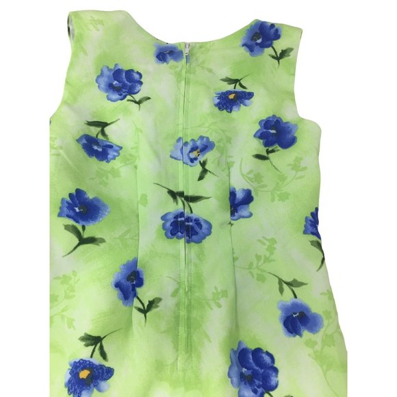 My Michelle Dress with Matching Scarf- Size 7 Juniors- Green with Blue Flowers - Picture 11 of 11